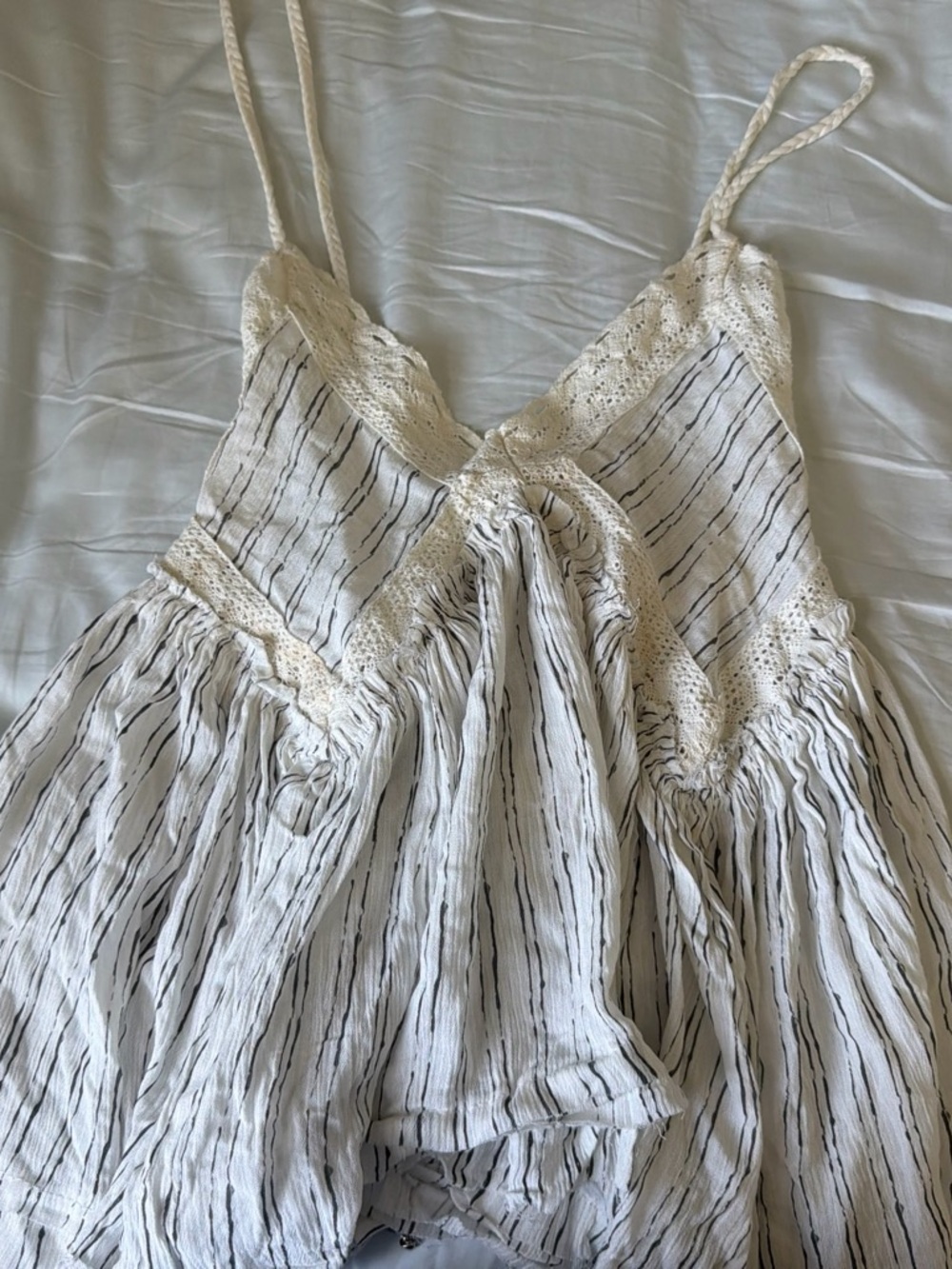 Surf Gypsy Striped Lace-Trim Tank Top